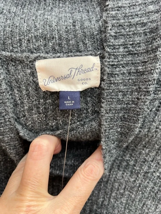 👗Cozy Charcoal Gray Ribbed Knit Turtleneck Sweater Dress - Picture 8 of 8